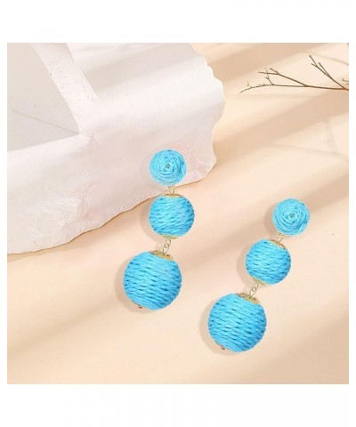 Rattan Earrings for Women Handmade Rattan Ball Dangle Earrings Boho Retro Woven Straw Wicker Raffia Earrings Summer Beach Ear...