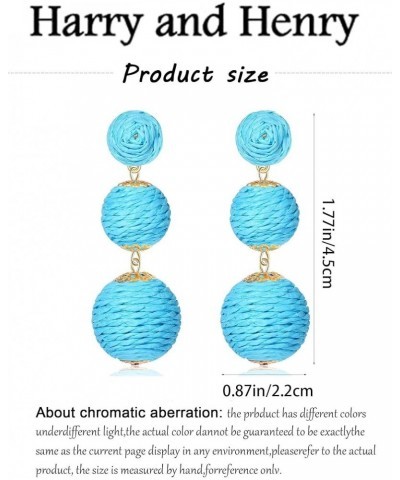 Rattan Earrings for Women Handmade Rattan Ball Dangle Earrings Boho Retro Woven Straw Wicker Raffia Earrings Summer Beach Ear...