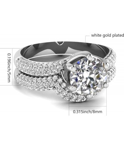 Couple Rings Matching Ring 1.5ct CZ Gold Plated Women Wedding Ring Sets for Him and Her Ring Sets White women size7 & men siz...