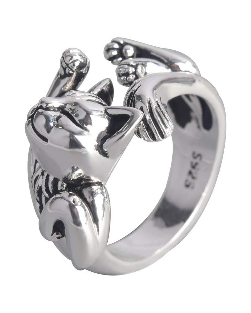 Cat Ring, plated Silver Cute Animal Adjustable Paws Finger Rings Cat Lovers Gifts for Women $5.03 Rings