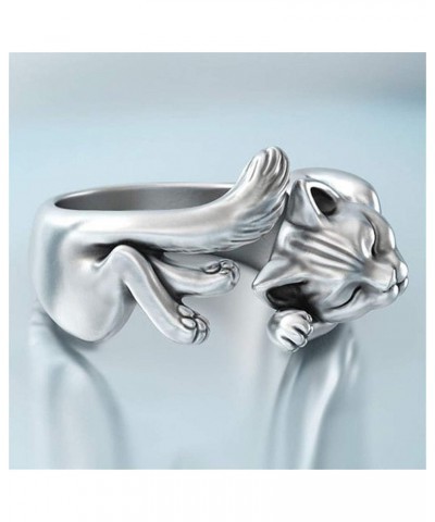 Cat Ring, plated Silver Cute Animal Adjustable Paws Finger Rings Cat Lovers Gifts for Women $5.03 Rings