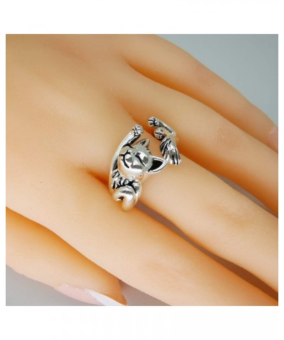 Cat Ring, plated Silver Cute Animal Adjustable Paws Finger Rings Cat Lovers Gifts for Women $5.03 Rings