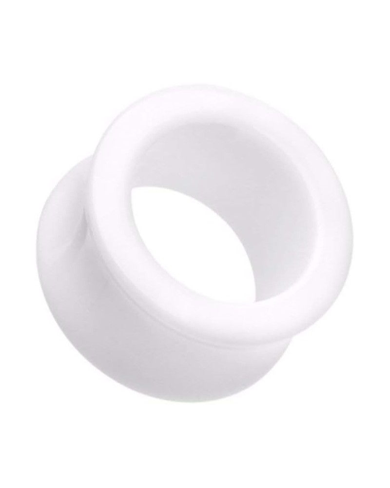 Basic Acrylic Double Flared Ear Gauge Tunnel Plug 4 GA (5mm), White $11.20 Body Jewelry