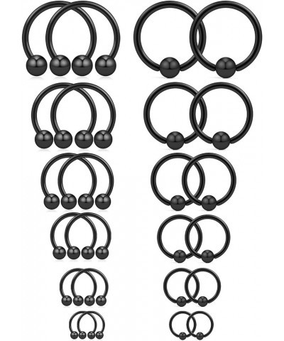 16-24PCS 16G Surgical Steel Horseshoe & Captive Bead Nose Hoop Septum Earring Eyebrow Tongue Lip Nipple Helix Tragus Piercing...