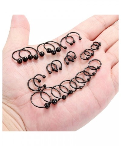 16-24PCS 16G Surgical Steel Horseshoe & Captive Bead Nose Hoop Septum Earring Eyebrow Tongue Lip Nipple Helix Tragus Piercing...