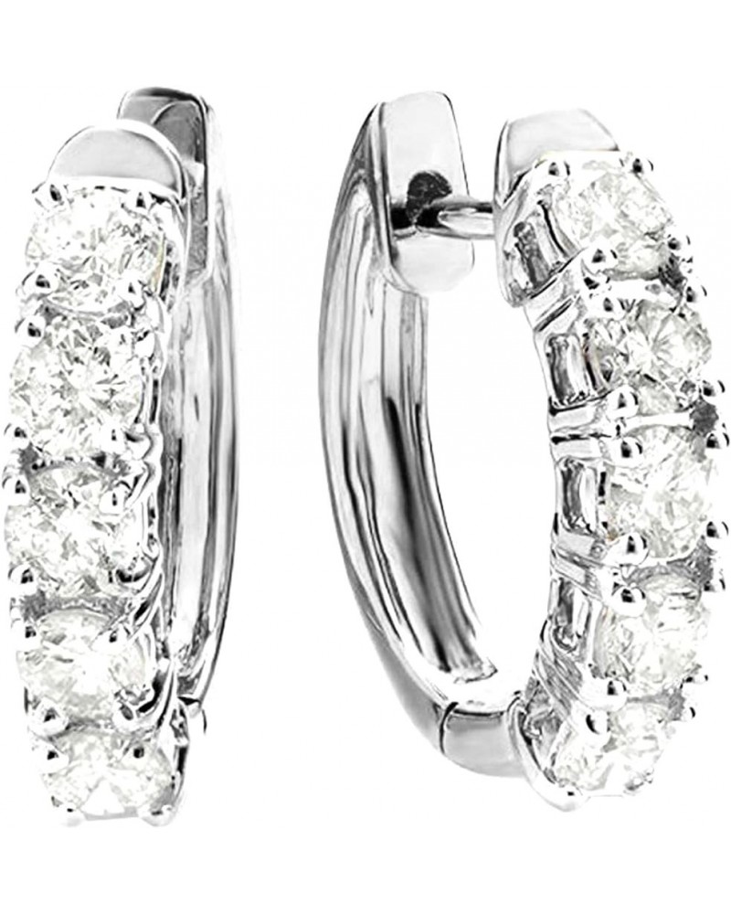 1-5 Carat Huggies Hoop Diamond Earrings 14K Gold Value Collection 5.0 Carat 14K White Gold $681.63 Earrings