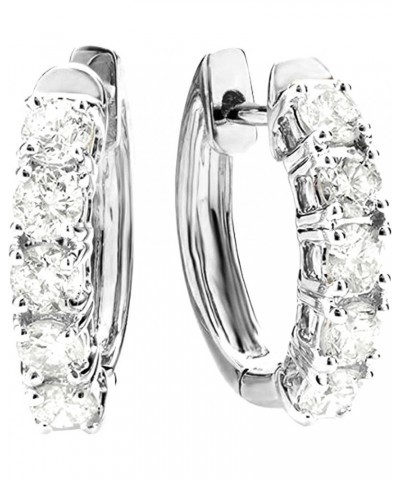 1-5 Carat Huggies Hoop Diamond Earrings 14K Gold Value Collection 5.0 Carat 14K White Gold $681.63 Earrings