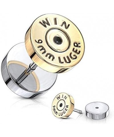 Bullet Gold IP 16 Gauge 316L Surgical Steel Fake Plugs $8.79 Body Jewelry