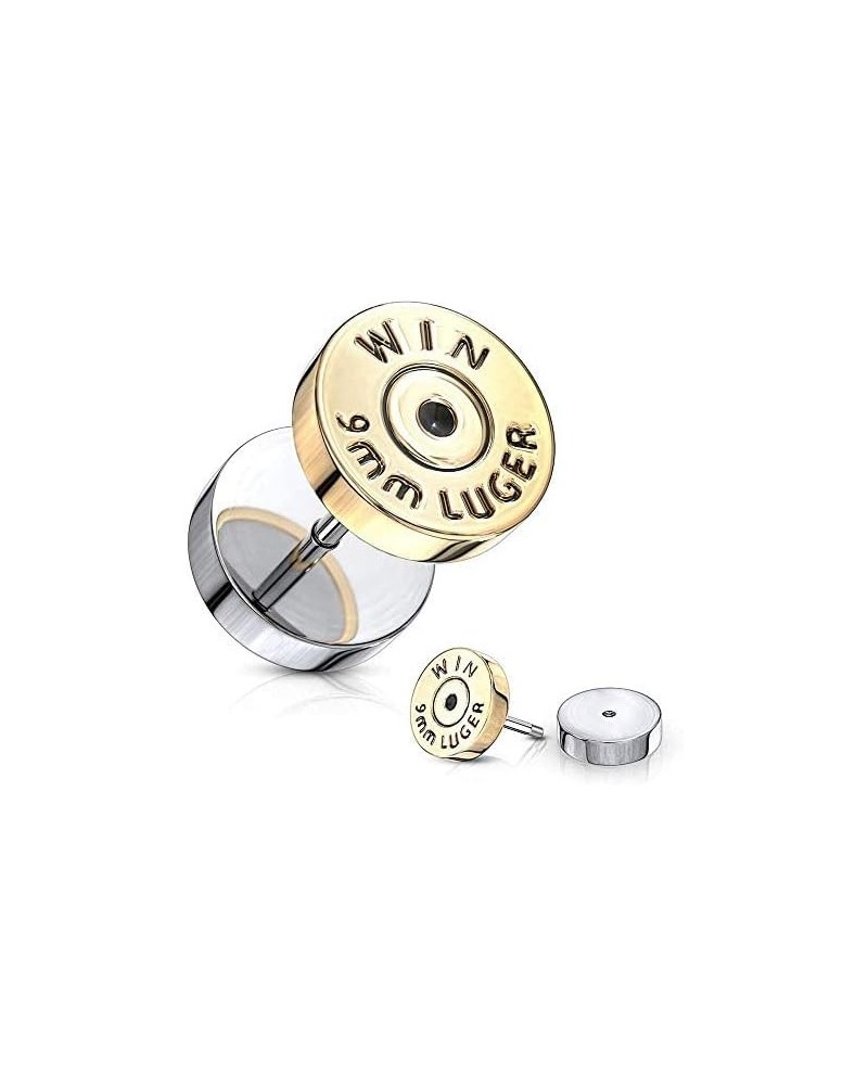 Bullet Gold IP 16 Gauge 316L Surgical Steel Fake Plugs $8.79 Body Jewelry