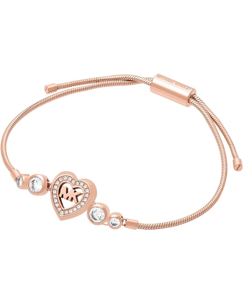 Womens Rose Gold-Tone Heart Link Charm Bracelet, One Size $38.00 Bracelets