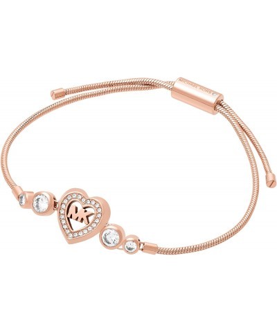 Womens Rose Gold-Tone Heart Link Charm Bracelet, One Size $38.00 Bracelets