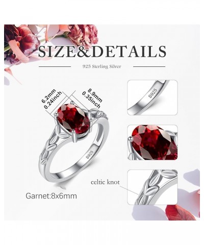 925 Sterling Silver Celtic Knot Ring 8x6 mm Oval Cut Gemstone Birthstone Engagement Ring for Women 6 01.Garnet $40.85 Rings