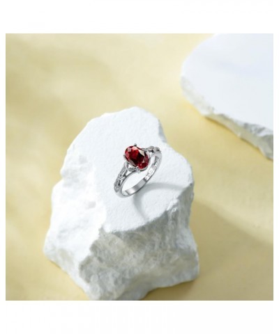 925 Sterling Silver Celtic Knot Ring 8x6 mm Oval Cut Gemstone Birthstone Engagement Ring for Women 6 01.Garnet $40.85 Rings