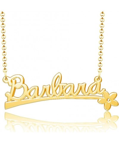 24k Gold Plated Flower Personalized Nameplate Custom Name Necklace Barbara $12.65 Necklaces