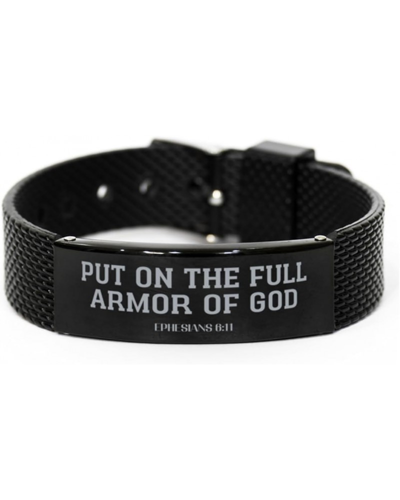 Ephesians 6:11, Put On The Full Armor of God, Bible Verse Bracelet, Shark Mesh Bracelet, Inspirational Jewelry, Christian Gif...