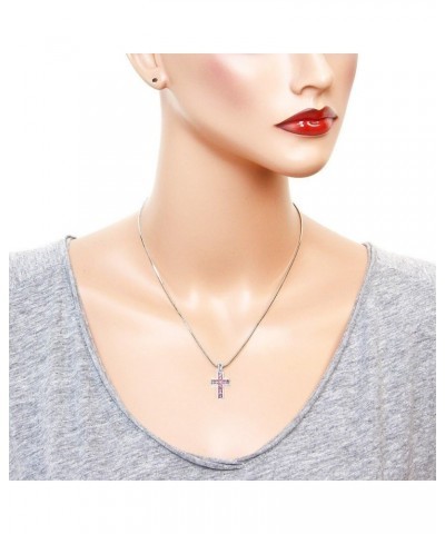 Cross Earring or Pendant Necklace Rhinestone Crystal Rhodium High Polished Style 3 - Pink $9.27 Necklaces