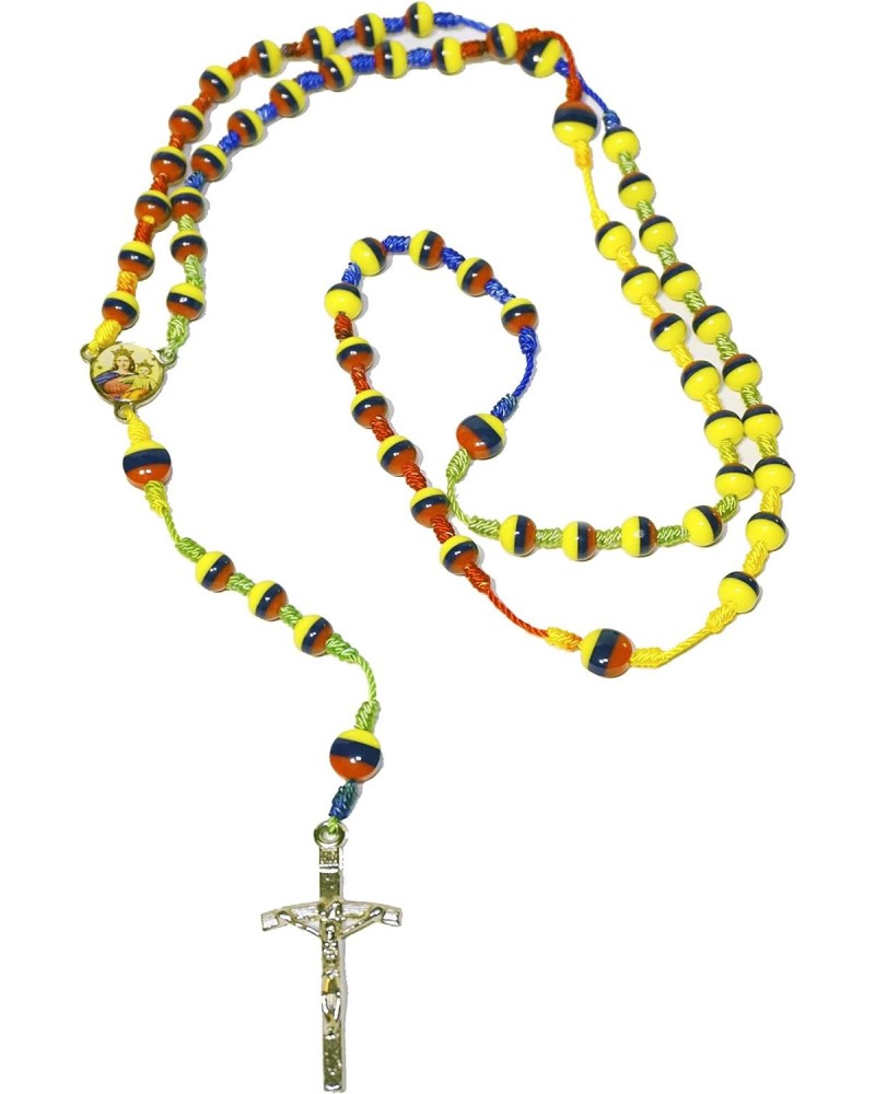 Typical Handmade Holy Rosary Colombia Ecuador Venezuela Tricolor Beads Centerpiece Sanctified Rosario Natural Jesus Cross (Tr...