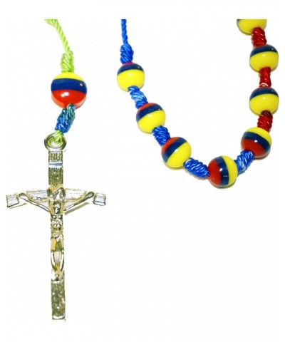 Typical Handmade Holy Rosary Colombia Ecuador Venezuela Tricolor Beads Centerpiece Sanctified Rosario Natural Jesus Cross (Tr...