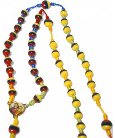 Typical Handmade Holy Rosary Colombia Ecuador Venezuela Tricolor Beads Centerpiece Sanctified Rosario Natural Jesus Cross (Tr...