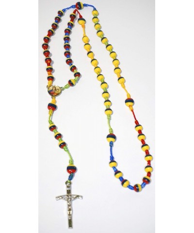 Typical Handmade Holy Rosary Colombia Ecuador Venezuela Tricolor Beads Centerpiece Sanctified Rosario Natural Jesus Cross (Tr...