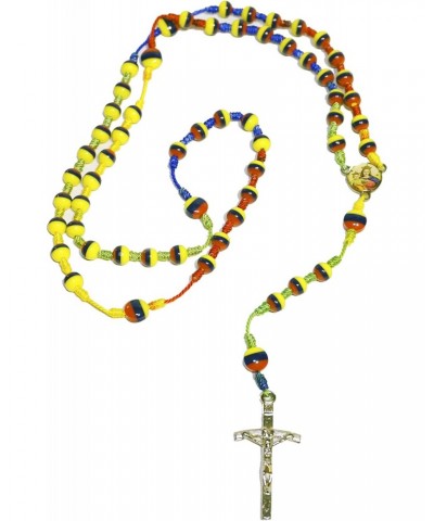 Typical Handmade Holy Rosary Colombia Ecuador Venezuela Tricolor Beads Centerpiece Sanctified Rosario Natural Jesus Cross (Tr...