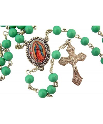 Acrylic Prayer Bead Rosary with Catholic Saint Medal Centerpiece, 17 Inch Our Lady of Guadalupe $8.52 Necklaces