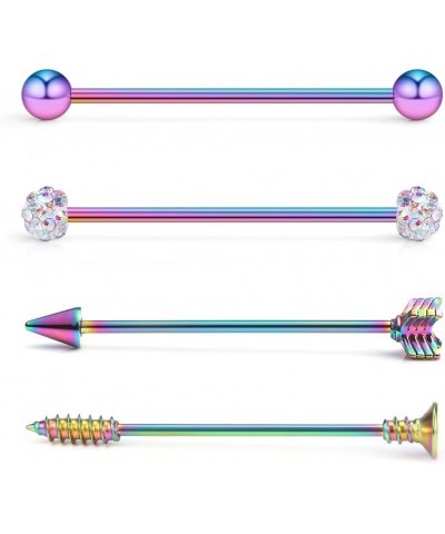 4PCS 14 Gauge Ball Arrow Screw Crystal Ball Industrial Barbell Cartilage Earring Body Piercing Jewelry 1 1/2Inch (38mm) 4PCS ...