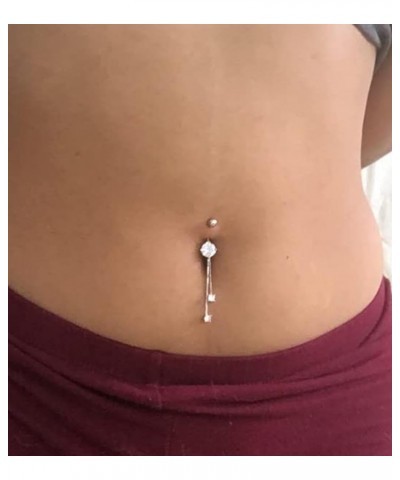 Belly Button Ring Surgical Steel Belly Rings Silver Rose Gold Belly Button Rings for Women Belly Button Piercing Dangle Belly...