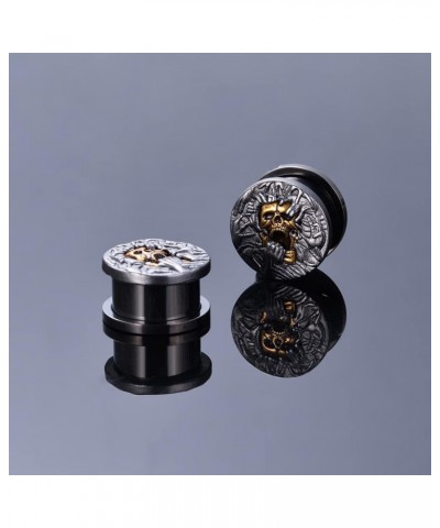 2PCS Cool Ear Gauges Gothic Skull Flesh Tunnels Screw Fit Plugs For Stretched Ears Expander Hanger Piercing Jewelry 0g to 1 i...