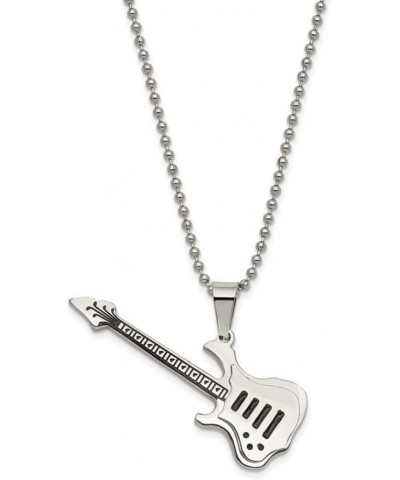 Stainless Steel & Black Enamel Guitar Necklace, 24 Inch $27.05 Necklaces