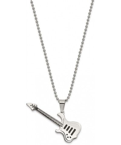 Stainless Steel & Black Enamel Guitar Necklace, 24 Inch $27.05 Necklaces