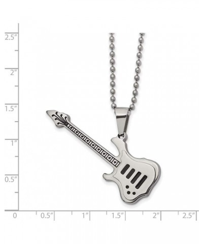 Stainless Steel & Black Enamel Guitar Necklace, 24 Inch $27.05 Necklaces