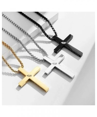 Cross Necklaces for Men Boys Woman Christian Faith Religious Minimalist Baptism Bible Prayer Gifts,Silver Black Stainless Ste...