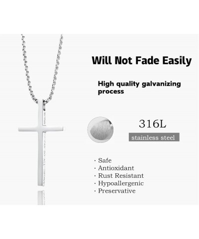 Cross Necklaces for Men Boys Woman Christian Faith Religious Minimalist Baptism Bible Prayer Gifts,Silver Black Stainless Ste...