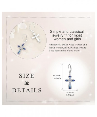 Cross Earrings Sterling Silver Dangle Drop Leverback Cross Earrings Religion Jewelry Christians Gifts for Women Men B-Cubic Z...