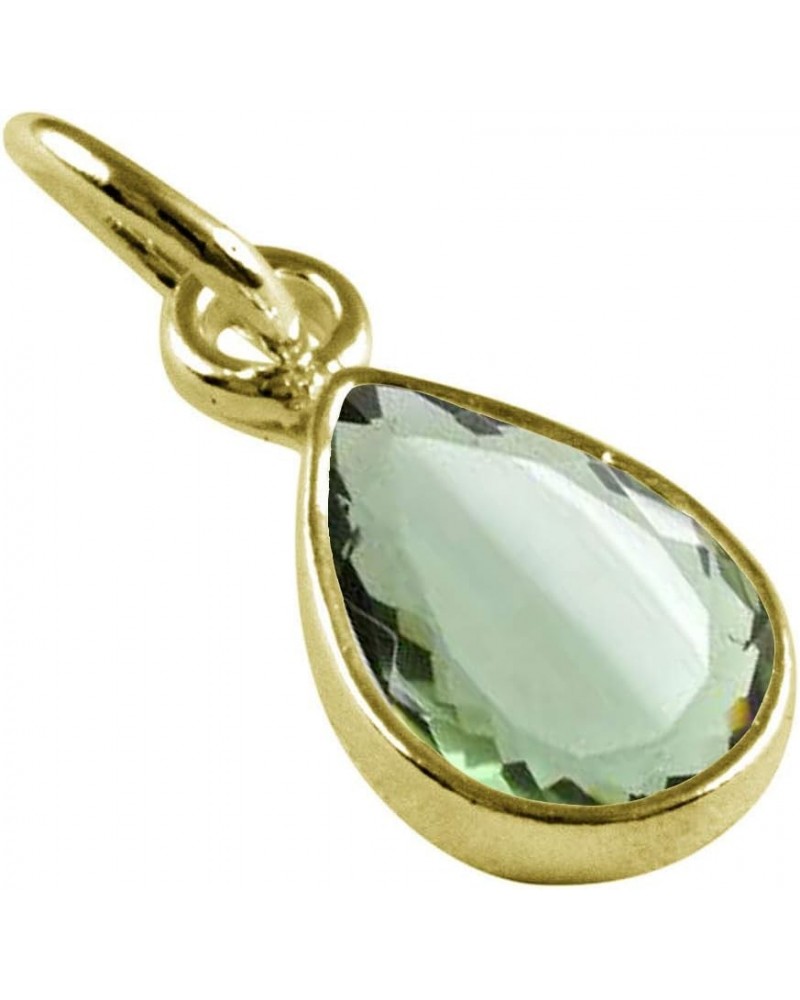 Choose Your Gemstone Pendants Pear Shape 925 Sterling Silver 18K Gold Plated Locket For Men Women natural-cabachon-Green-Amet...