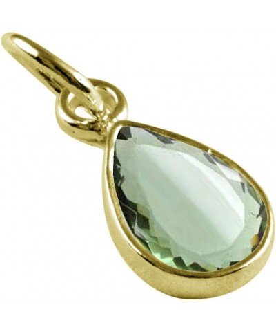 Choose Your Gemstone Pendants Pear Shape 925 Sterling Silver 18K Gold Plated Locket For Men Women natural-cabachon-Green-Amet...