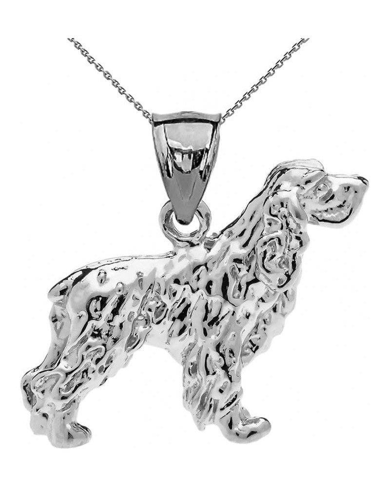 Solid Sterling Silver Cocker Spaniel Charm Pendant Necklace 22.0 Inches $21.92 Necklaces