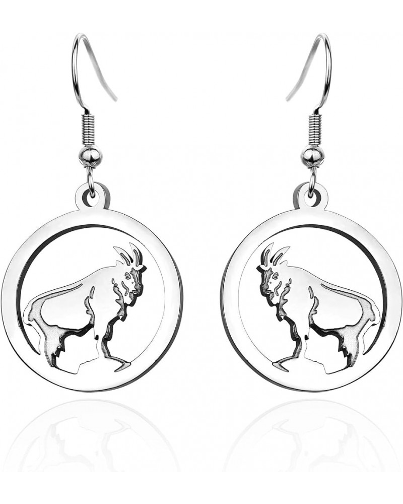 Animal Dangle Earrings for Women Silver Gold Plated Wildlife Bear Moose Elk Buffalo Earrings Circle Hoop Cute Animal Earrings...