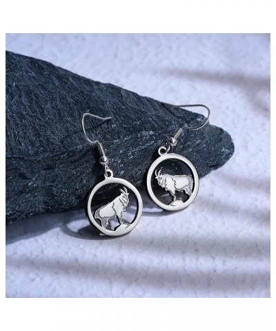 Animal Dangle Earrings for Women Silver Gold Plated Wildlife Bear Moose Elk Buffalo Earrings Circle Hoop Cute Animal Earrings...