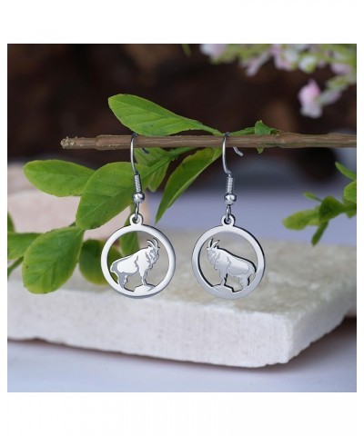 Animal Dangle Earrings for Women Silver Gold Plated Wildlife Bear Moose Elk Buffalo Earrings Circle Hoop Cute Animal Earrings...