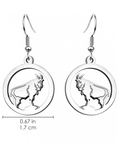 Animal Dangle Earrings for Women Silver Gold Plated Wildlife Bear Moose Elk Buffalo Earrings Circle Hoop Cute Animal Earrings...