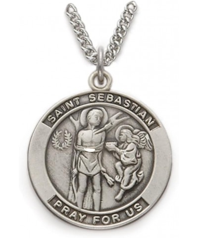 Sterling Silver St Sebastian Necklace Patron Saint Medal Pendant, Religious Jewelry, 7/8 Inch $23.98 Necklaces