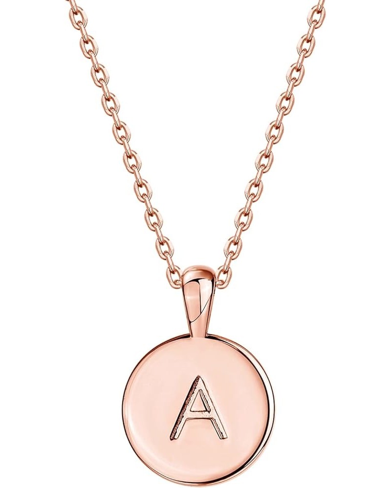 14K Rose Gold Plated Letter Necklace for Women | Gold Initial Necklace for Girls Rose Gold A $8.98 Necklaces