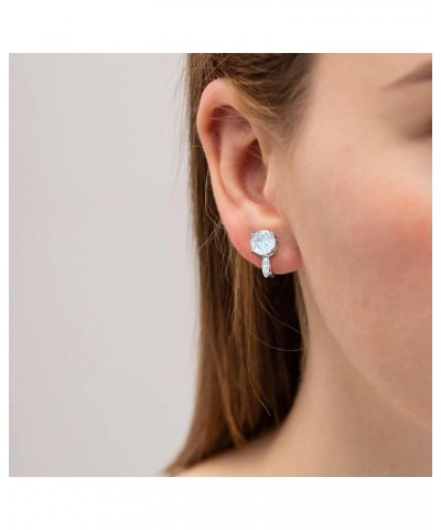 Clip on Stud Earrings 8mm Cubic Zirconia for No Pierced Ear Silver Tone (8mm cz with small cz) $8.09 Earrings