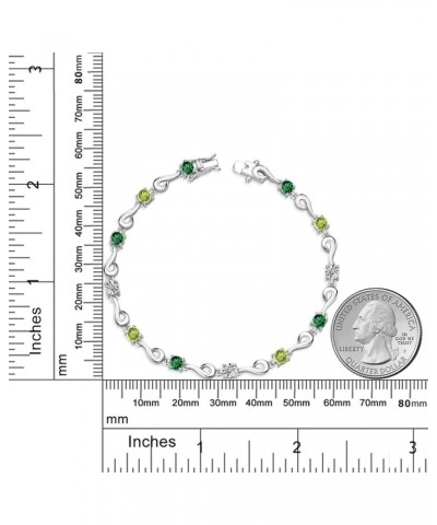 925 Sterling Silver Green Nano Emerald and Green Peridot and White Lab Grown Diamond Bracelet For Women (2.72 Cttw, Gemstone ...