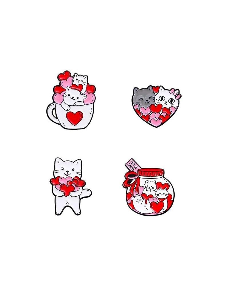 4Pcs Qute Funny Kawaii Pink Cat Brooch for Women Girls Love Heart Cartoon Kitty Cat Paw Pins Animal Lover Birthday Aniversary...