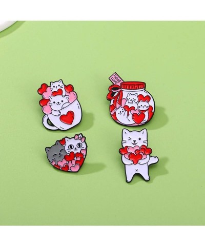 4Pcs Qute Funny Kawaii Pink Cat Brooch for Women Girls Love Heart Cartoon Kitty Cat Paw Pins Animal Lover Birthday Aniversary...