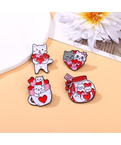 4Pcs Qute Funny Kawaii Pink Cat Brooch for Women Girls Love Heart Cartoon Kitty Cat Paw Pins Animal Lover Birthday Aniversary...