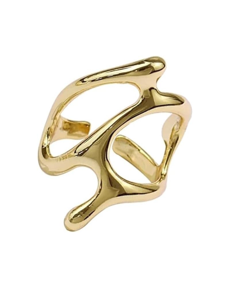 Irregular Geometric Chunky Adjustable Rings Gold Plated Minimalist Statement Finger Rings Gold $5.59 Rings